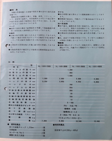 中山鉄工所 NL-1600-2000 正面旋盤