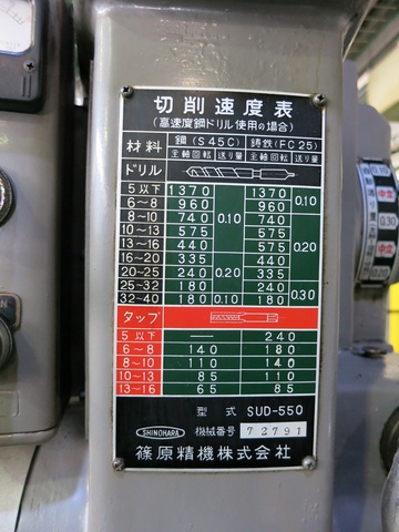 篠原精機 SUD-550 550mm直立ボール盤
