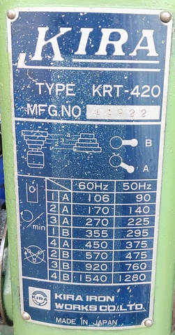 キラコーポレーション KRT420 タッピングボール盤
