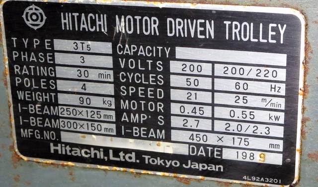 日立 HITACHI 2.8Tホイスト