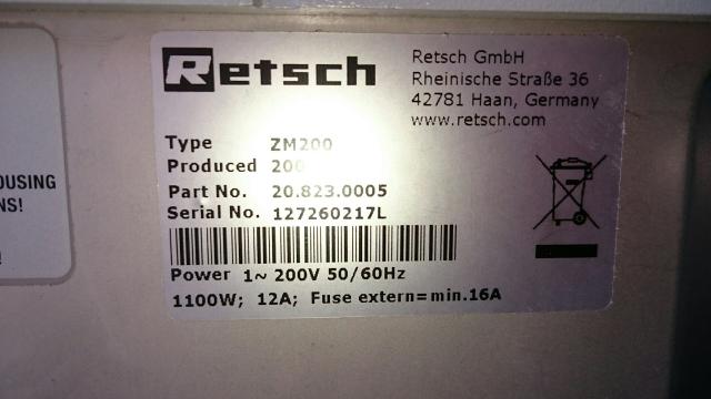 Retsch ZM200 超遠心粉砕機