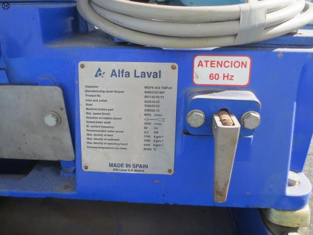 ALFA LAVAL WSPX 403TGP-61G 遠心分離機