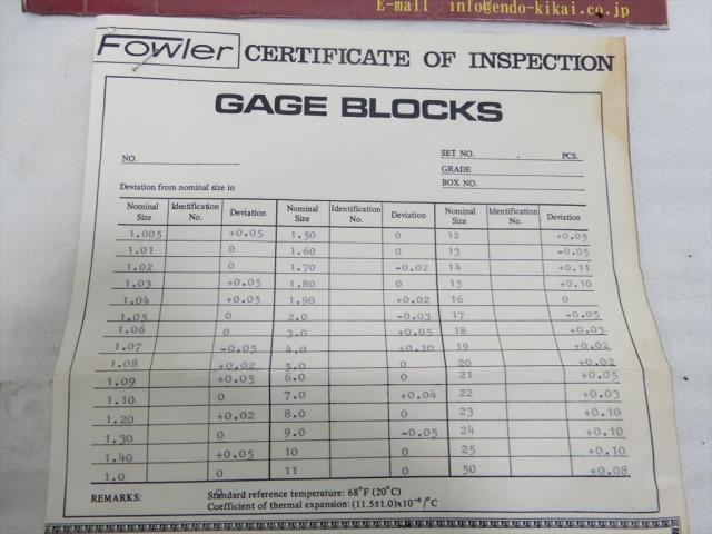 FOWLER ブロックゲージ