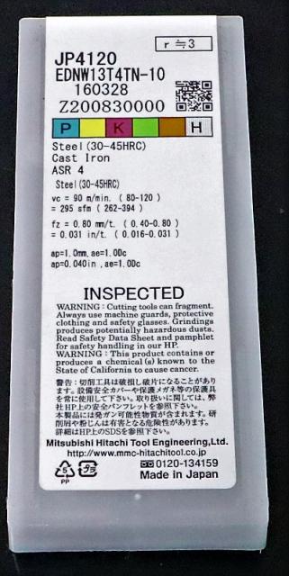 MOLDINO JP4120 EDNW13T4TN-10 未使用 フライス切削用インサート