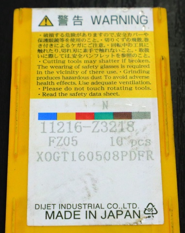 ダイジェット工業 XOGT160508PDFR 10個 チップ