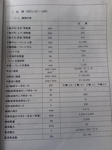 オークマ MILLAC44H 横マシニング(BT40)