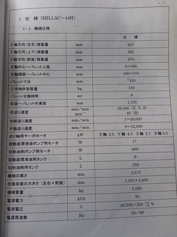 オークマ MILLAC44H 横マシニング(BT40)