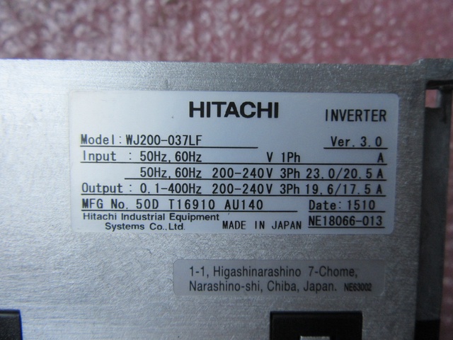 日立 HITACHI WJ200-037LF インバーター