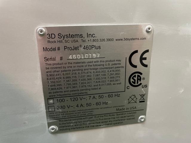 3D Systems ProJet460Plus 3Dプリンター