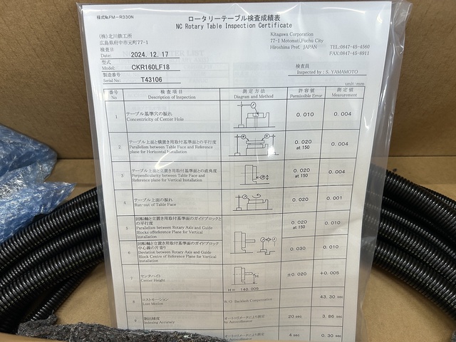 北川鉄工所 CKR160LF18 新品 NC円テーブル