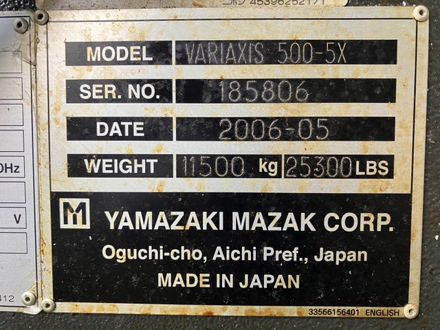 ヤマザキマザック VARIAXIS 500-5X 5軸立マシニング