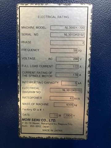 森精機製作所 NL3000Y/700 NC旋盤