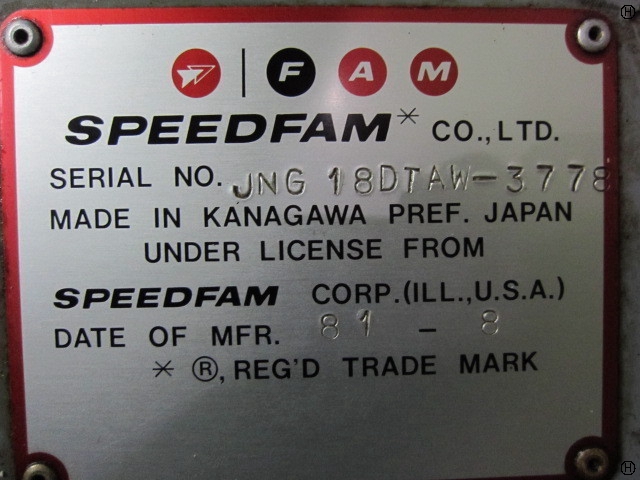 スピードファム JNG18DTAW 片面ラップ盤