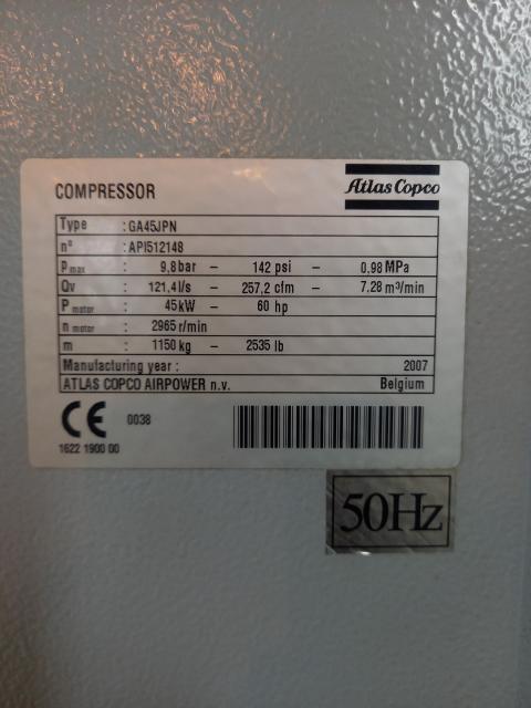 アトラスコプコ GA45+FF 45kwコンプレッサー