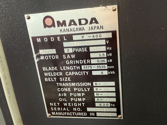 アマダ VA-400 コンターマシン(半自動)