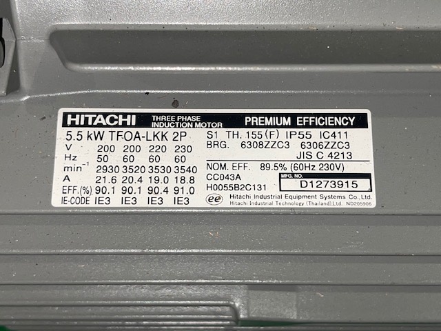 日立 HITACHI TFOA-LKK 5.5kwモーター