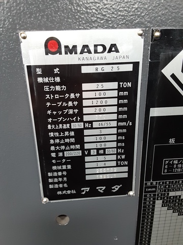アマダ RG25 1.2m油圧プレスブレーキ