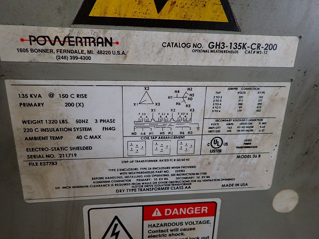 POWERTRAN 36B 変圧器