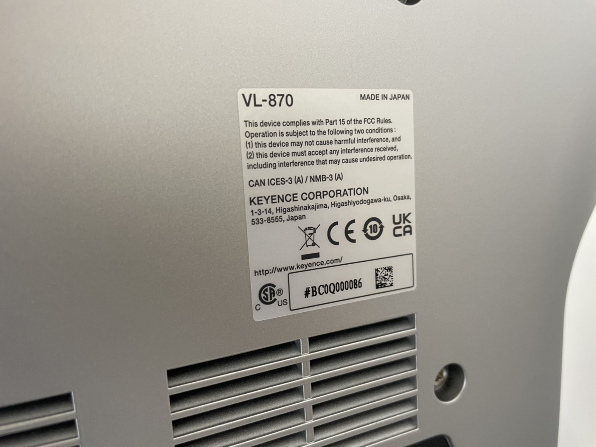 3Dスキャナ型三次元測定機 キーエンス VL-870 中古販売詳細【#408782