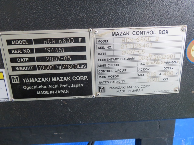 ヤマザキマザック HCN-6800Ⅱ 横マシニング(BT50)